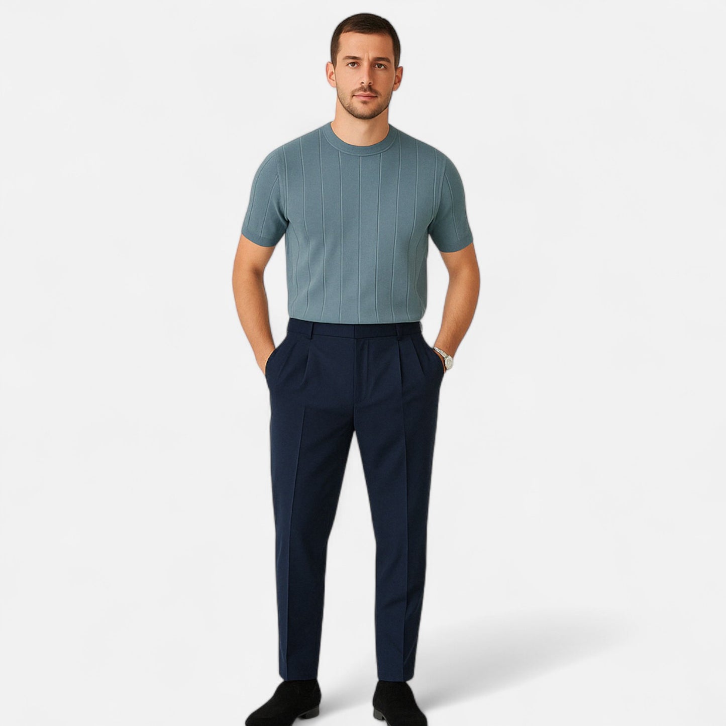 Locese | Men’s Luxury Knit Summer T-Shirt – Lightweight Sophistication with a Modern Edge