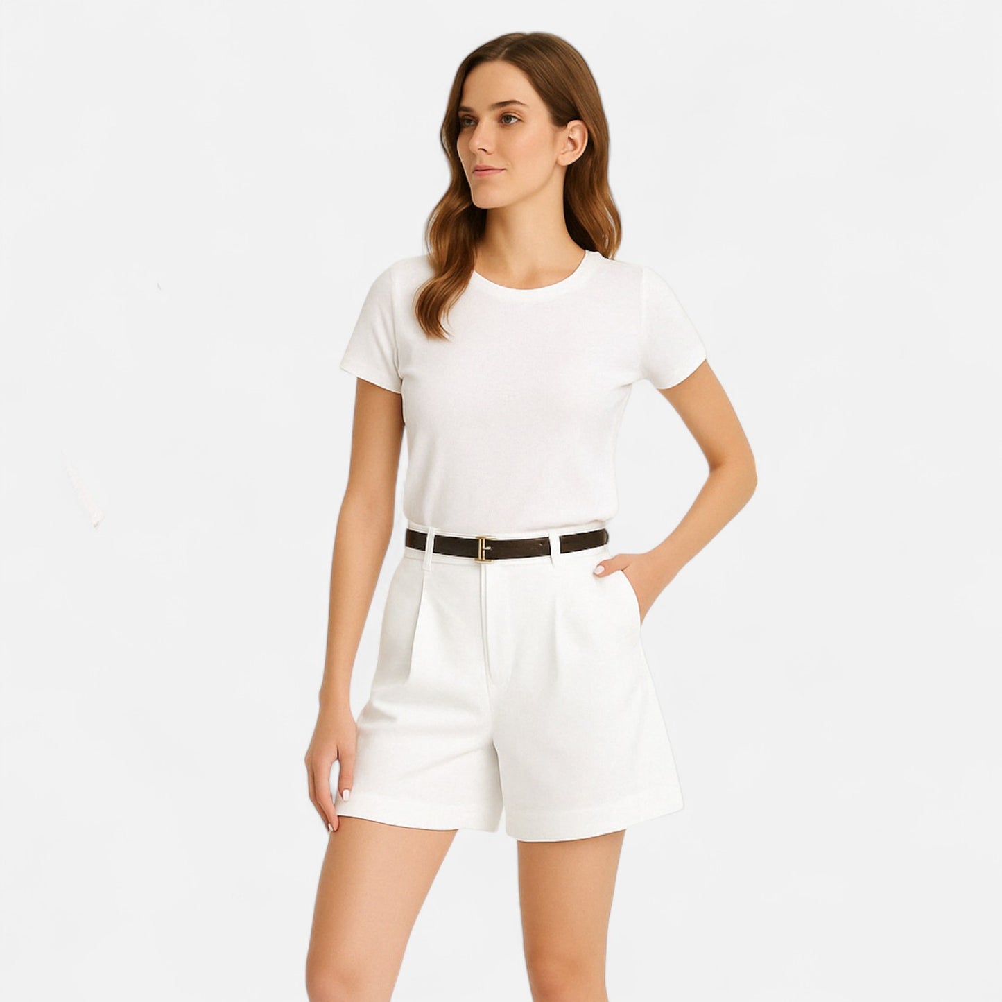 Locese | Women’s High-Waisted A-Line Shorts – Tailored Charm with Vintage Grace