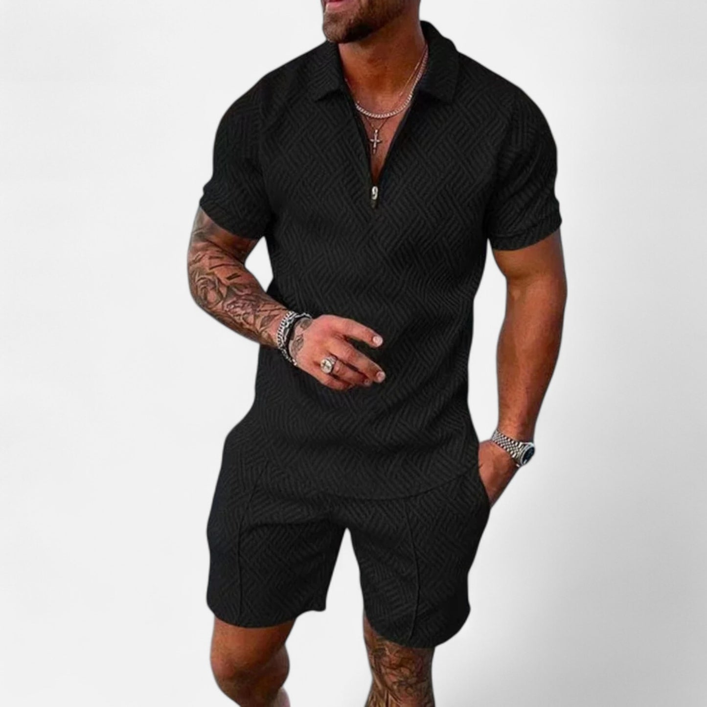 Locese | Men’s Summer Polo & Shorts Set – Sleek Coordination for Modern Casualwear