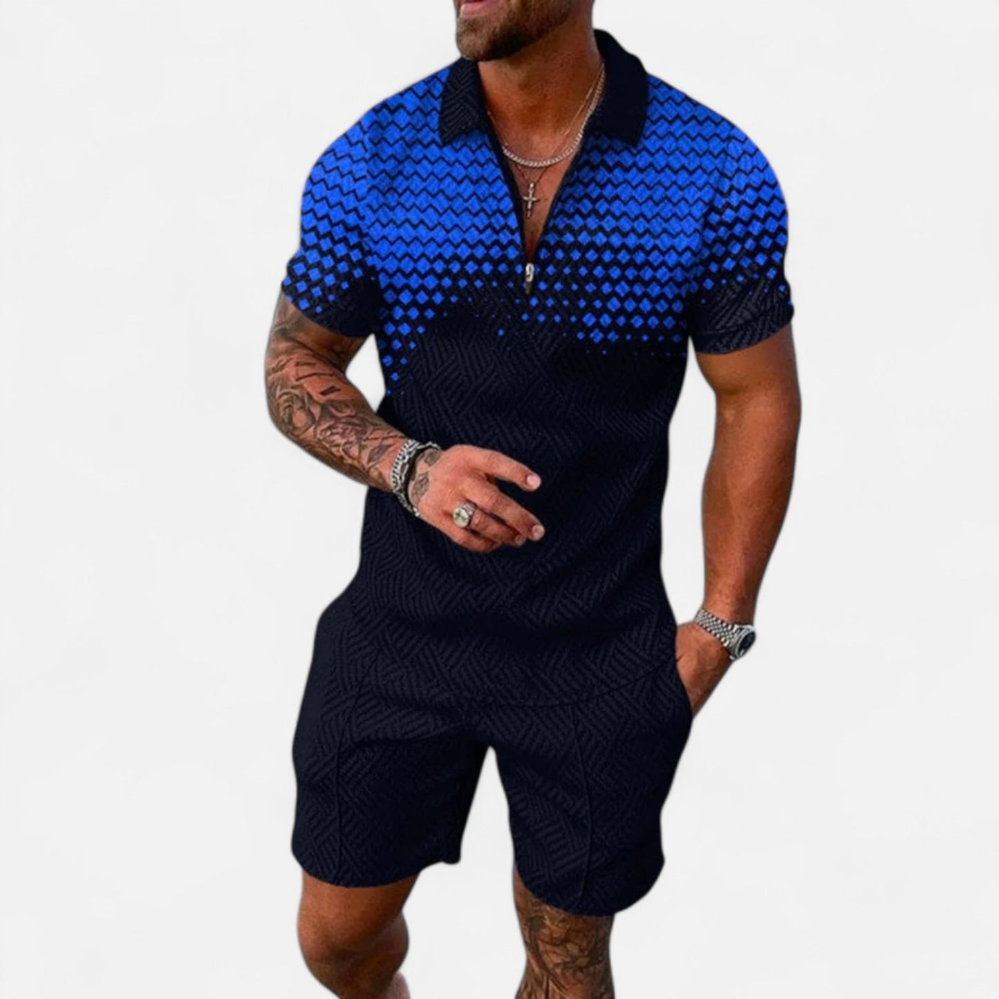 Locese | Men’s Summer Polo & Shorts Set – Sleek Coordination for Modern Casualwear
