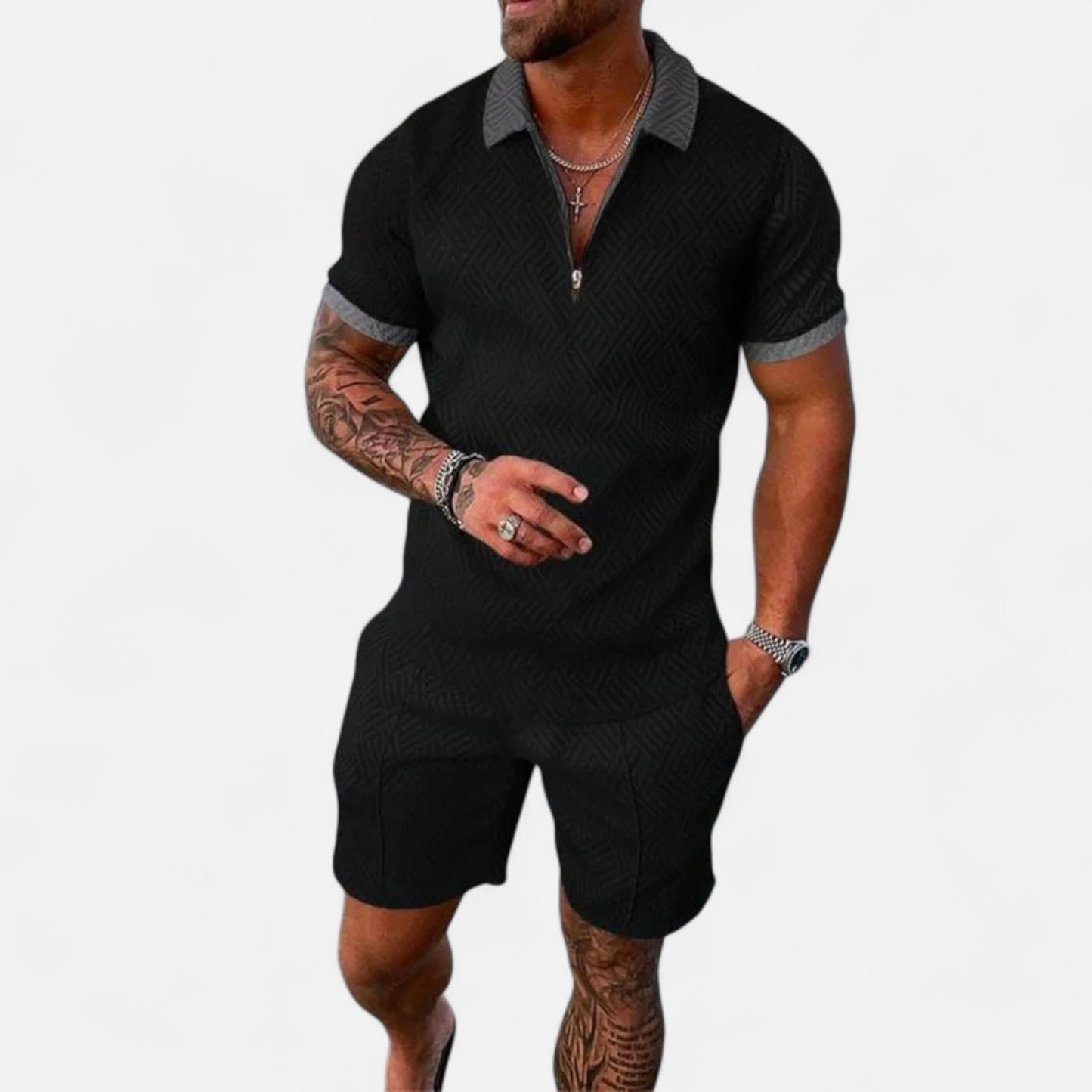 Locese | Men’s Summer Polo & Shorts Set – Sleek Coordination for Modern Casualwear