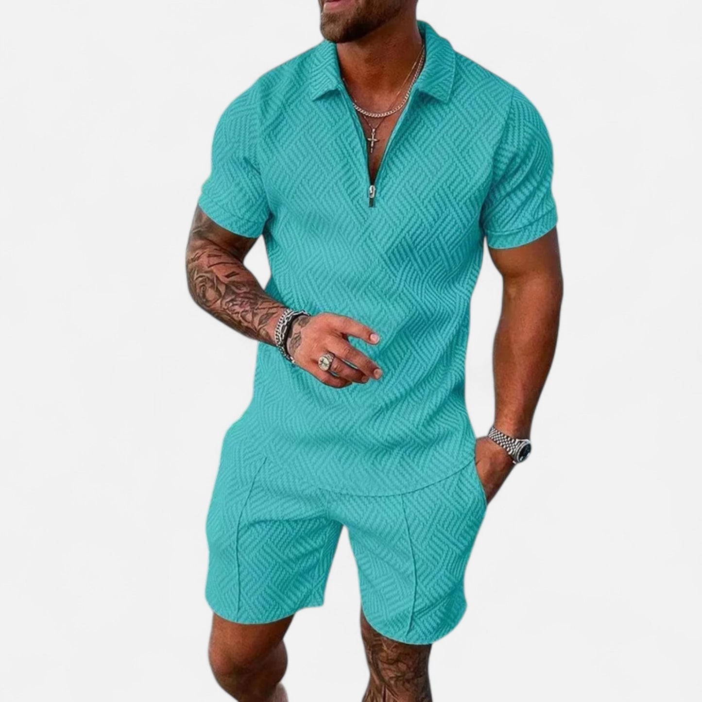 Locese | Men’s Summer Polo & Shorts Set – Sleek Coordination for Modern Casualwear