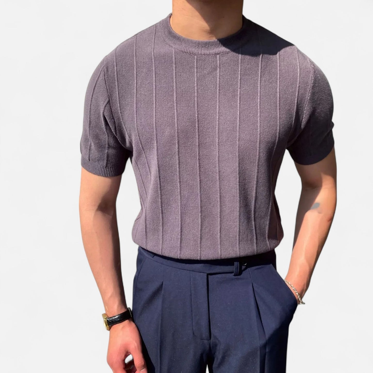 Locese | Men’s Luxury Knit Summer T-Shirt – Lightweight Sophistication with a Modern Edge