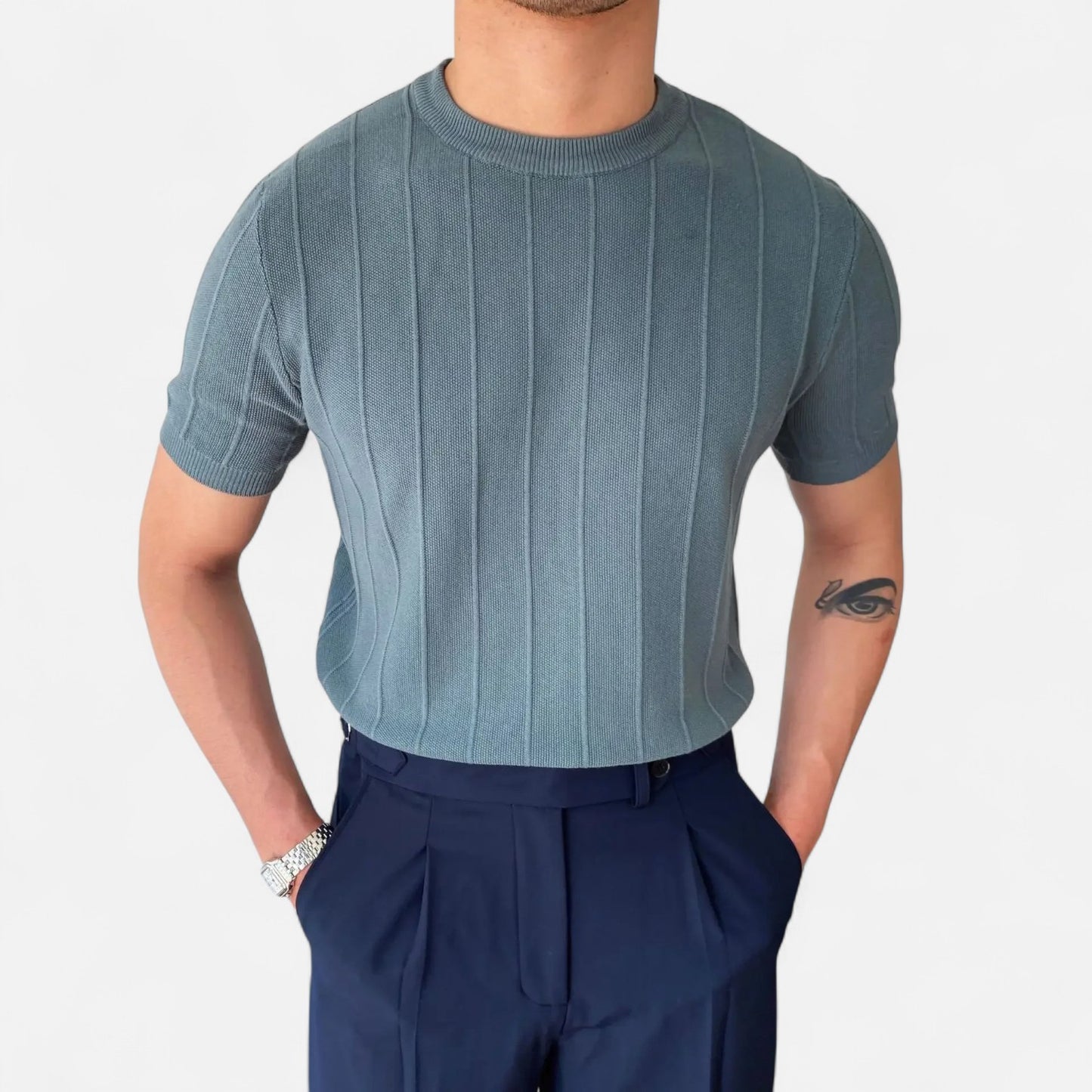 Locese | Men’s Luxury Knit Summer T-Shirt – Lightweight Sophistication with a Modern Edge