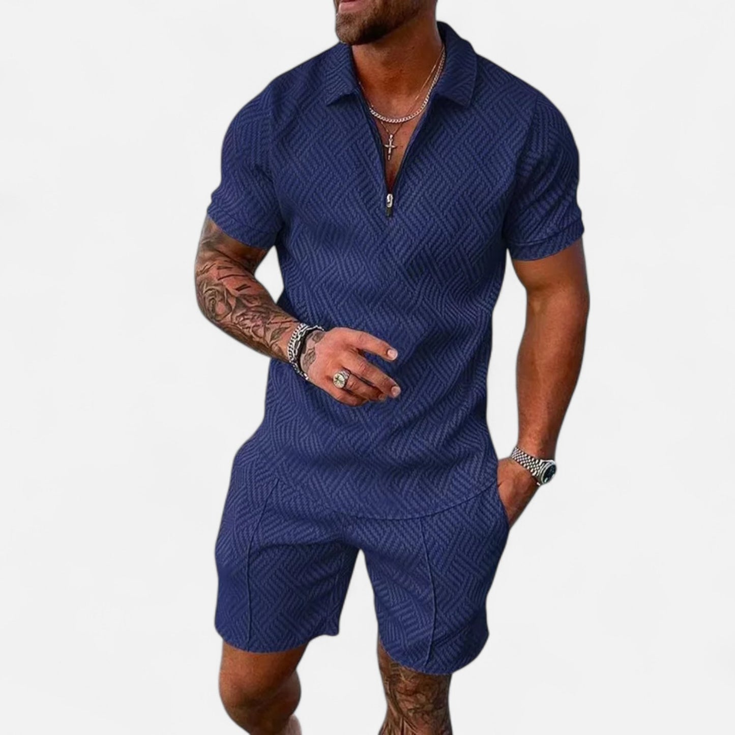 Locese | Men’s Summer Polo & Shorts Set – Sleek Coordination for Modern Casualwear