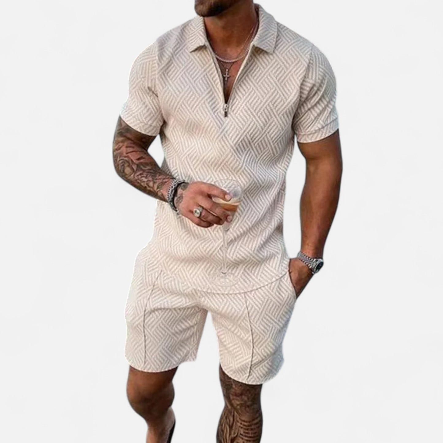 Locese | Men’s Summer Polo & Shorts Set – Sleek Coordination for Modern Casualwear