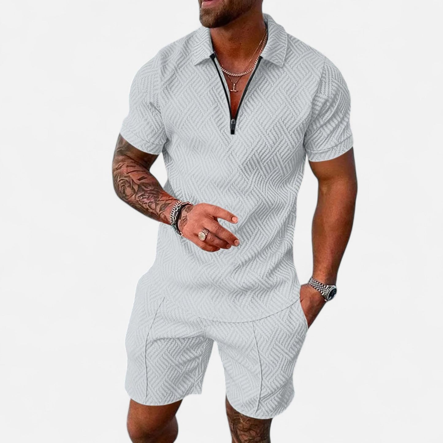 Locese | Men’s Summer Polo & Shorts Set – Sleek Coordination for Modern Casualwear