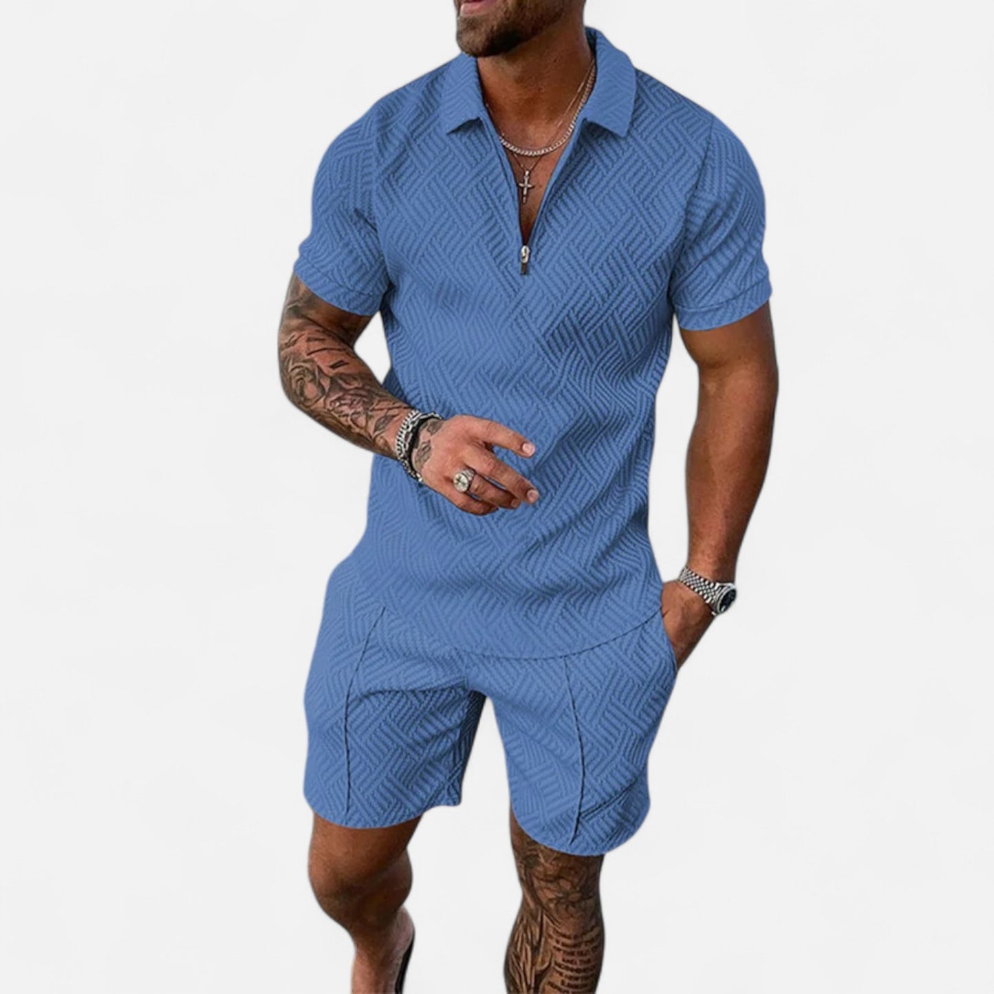 Locese | Men’s Summer Polo & Shorts Set – Sleek Coordination for Modern Casualwear