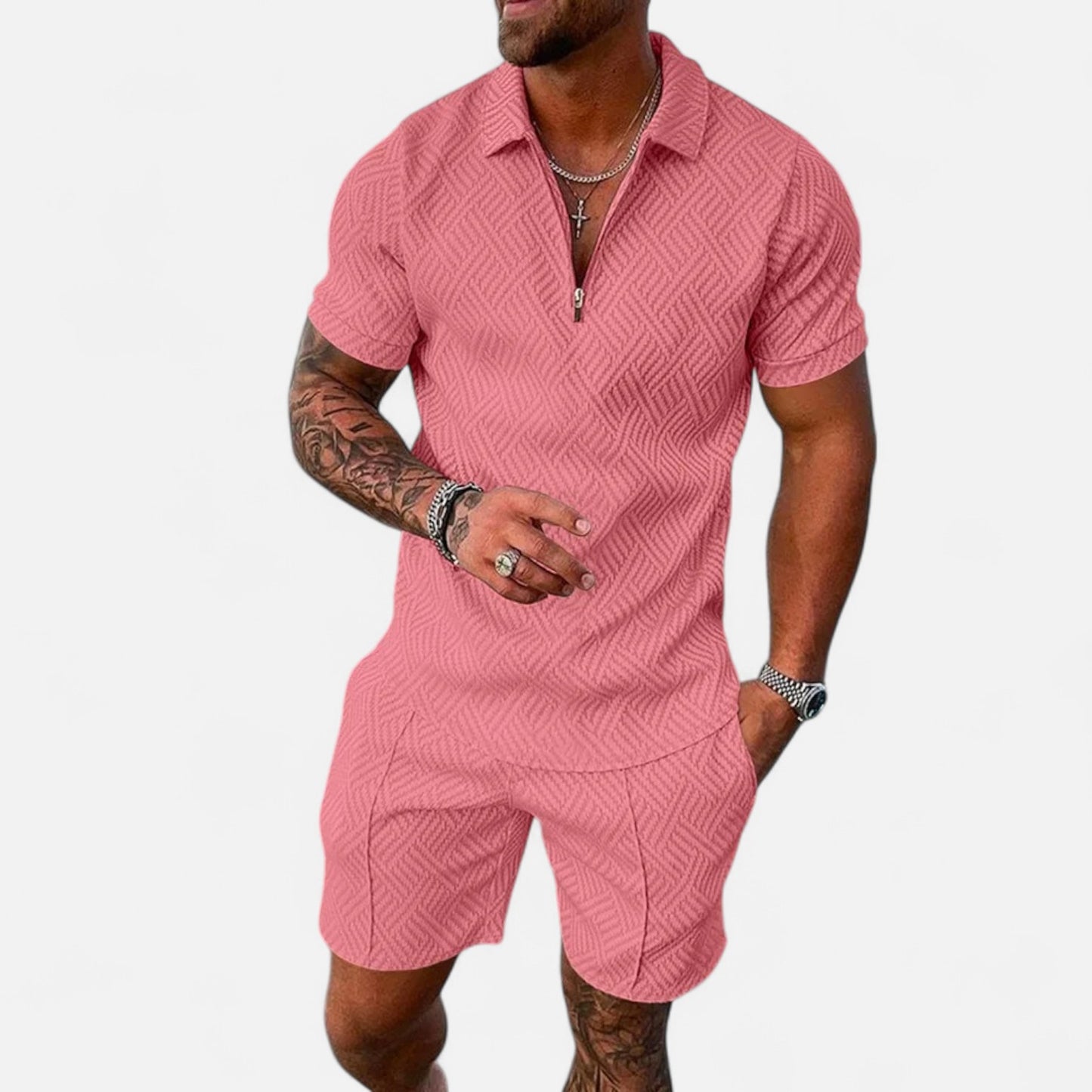 Locese | Men’s Summer Polo & Shorts Set – Sleek Coordination for Modern Casualwear