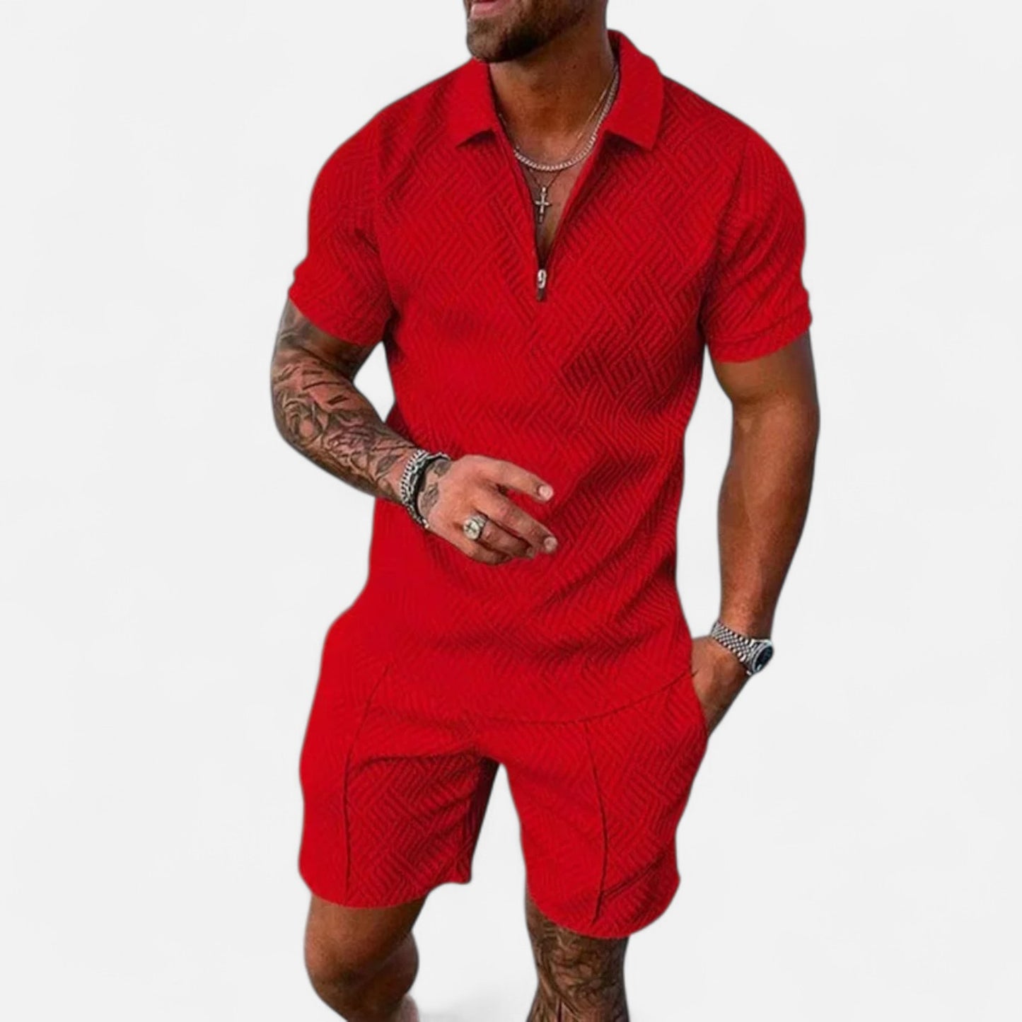 Locese | Men’s Summer Polo & Shorts Set – Sleek Coordination for Modern Casualwear