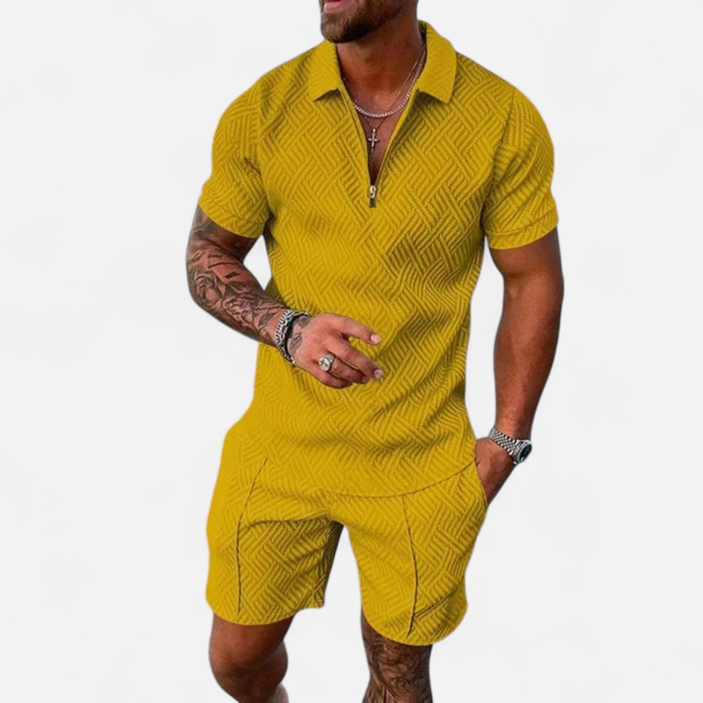 Locese | Men’s Summer Polo & Shorts Set – Sleek Coordination for Modern Casualwear